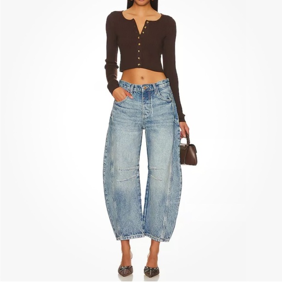 We The Free Mid Rise Button Fly Barrel Good Luck Jeans, Women’s Size 26 - Picture 10 of 10